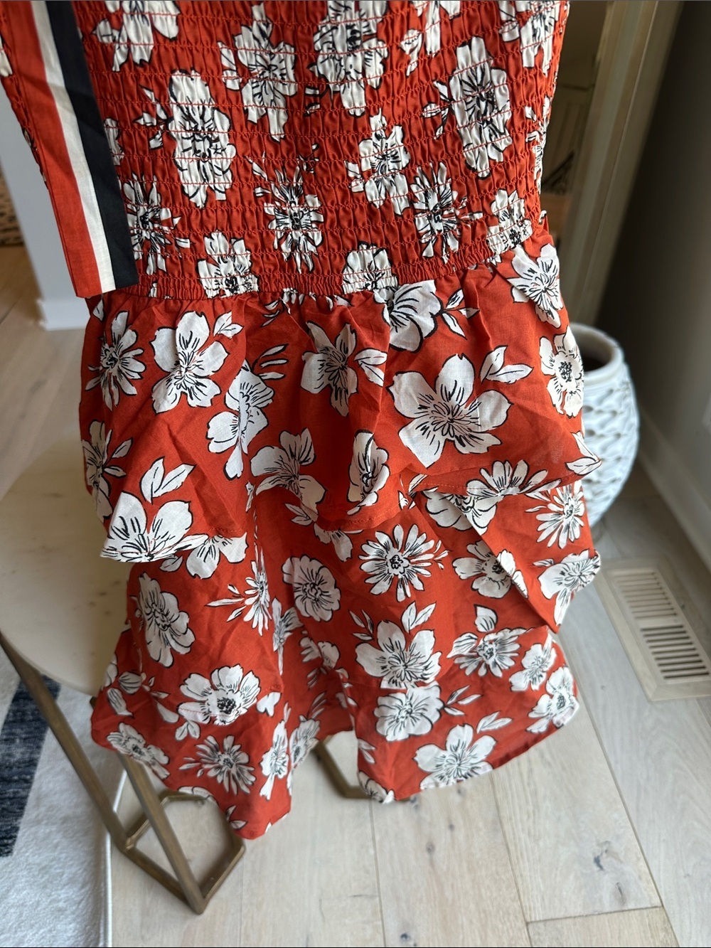 Francesca's Collections Red Floral Tie-Shoulder Sundress - Picture 4 of 4